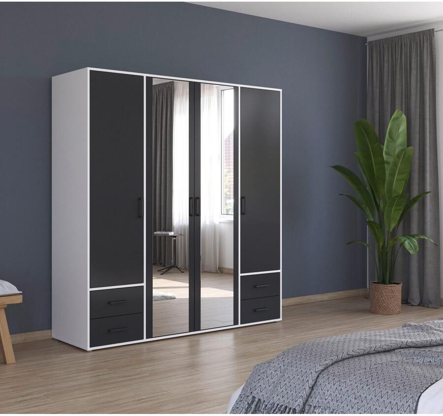 Rauch Draaideurkast Voyager met moderne grepen in grijs-metallic incl. laden en spiegel - Foto 9