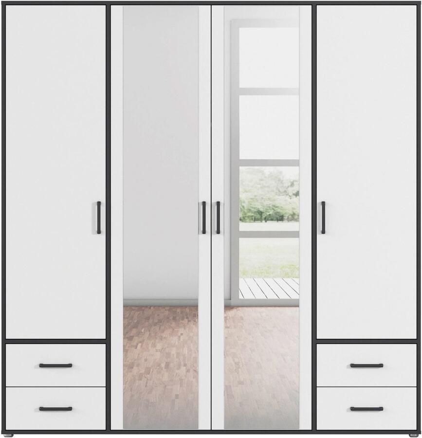 Rauch Draaideurkast Voyager met moderne grepen in grijs-metallic incl. laden en spiegel - Foto 7