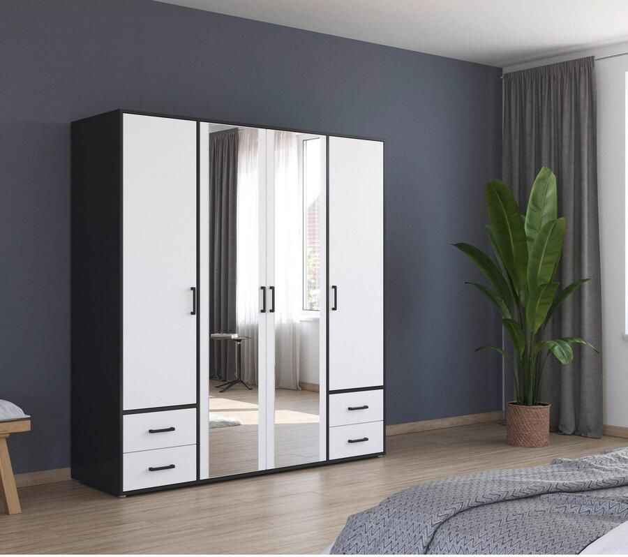 Rauch Draaideurkast Voyager met moderne grepen in grijs-metallic incl. laden en spiegel - Foto 10