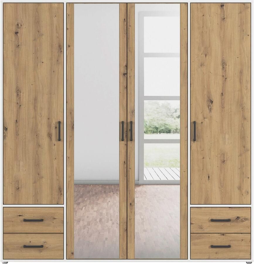 Rauch Draaideurkast Voyager met moderne grepen in grijs-metallic incl. laden en spiegel - Foto 8