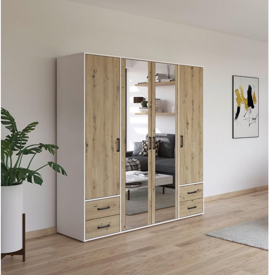 Rauch Draaideurkast Voyager met moderne grepen in grijs-metallic incl. laden en spiegel - Foto 7