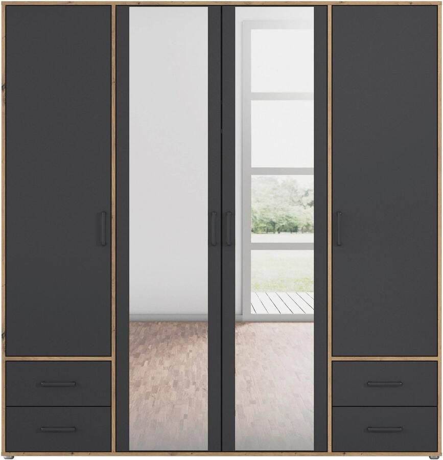 Rauch Draaideurkast Voyager met moderne grepen in grijs-metallic incl. laden en spiegel - Foto 7