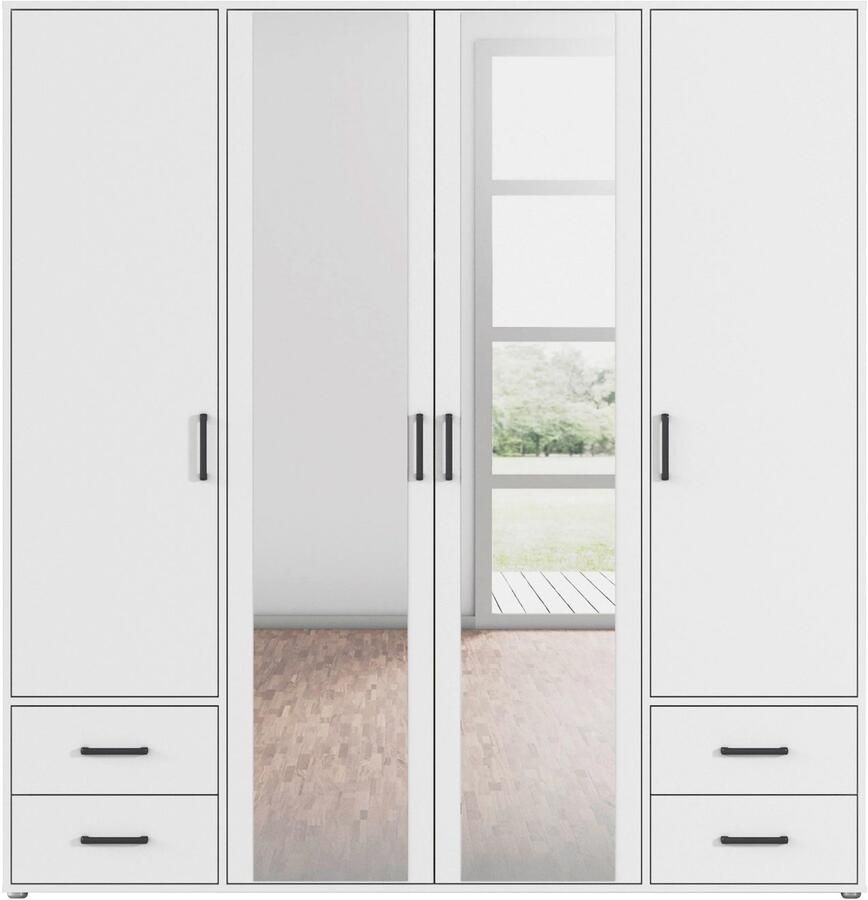 Rauch Draaideurkast Voyager met moderne grepen in grijs-metallic incl. laden en spiegel - Foto 7