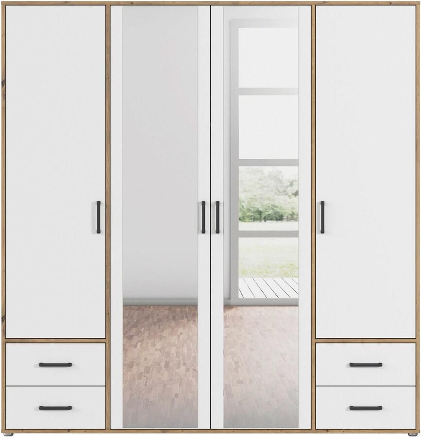 Rauch Draaideurkast Voyager met moderne grepen in grijs-metallic incl. laden en spiegel - Foto 7