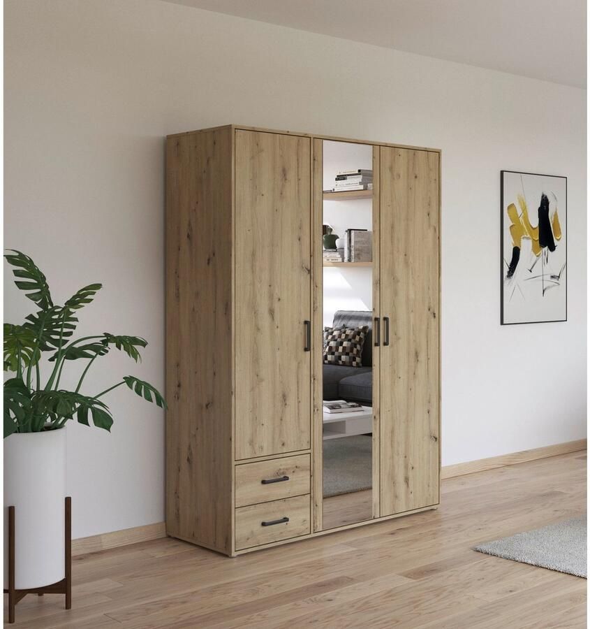 Rauch Draaideurkast Voyager met moderne grepen in grijs-metallic incl. laden en spiegel - Foto 8