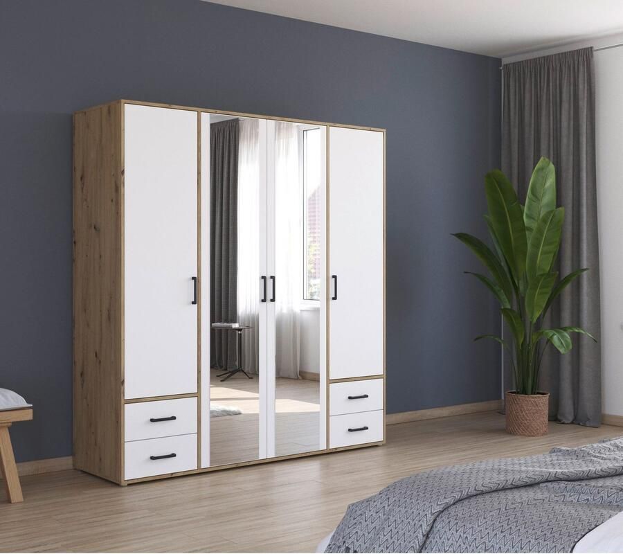 Rauch Draaideurkast Voyager met moderne grepen in grijs-metallic incl. laden en spiegel - Foto 10