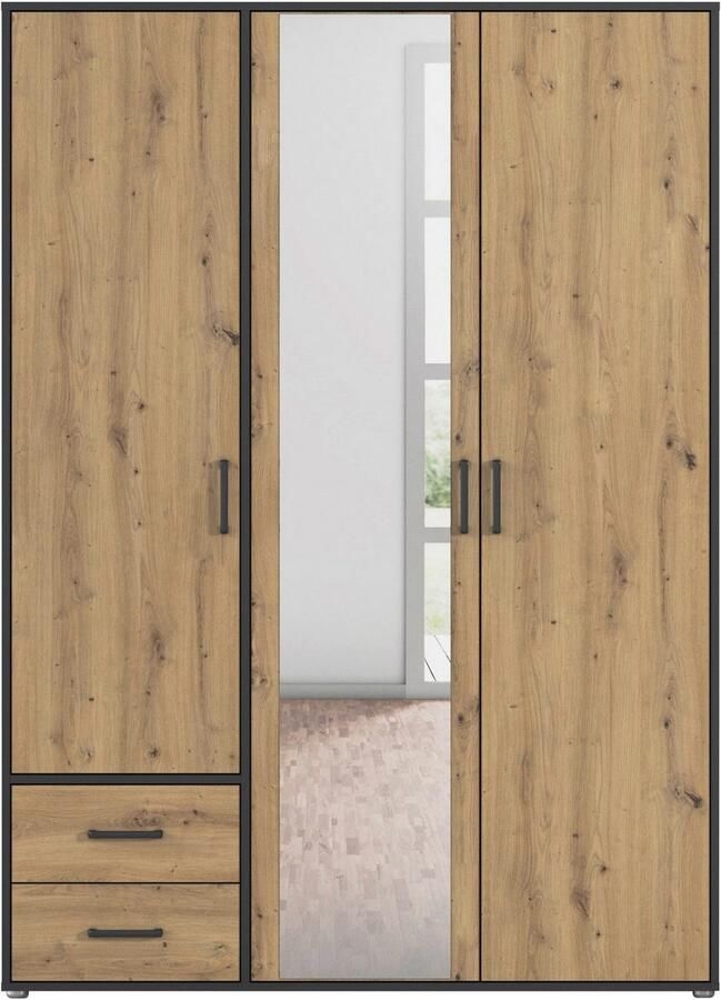 Rauch Draaideurkast Voyager met moderne grepen in grijs-metallic incl. laden en spiegel - Foto 15