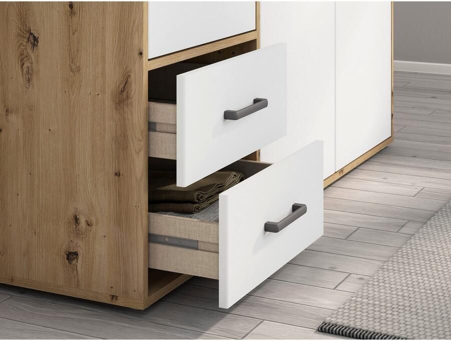 Rauch Draaideurkast Voyager met moderne grepen in grijs-metallic incl. laden en spiegel - Foto 15