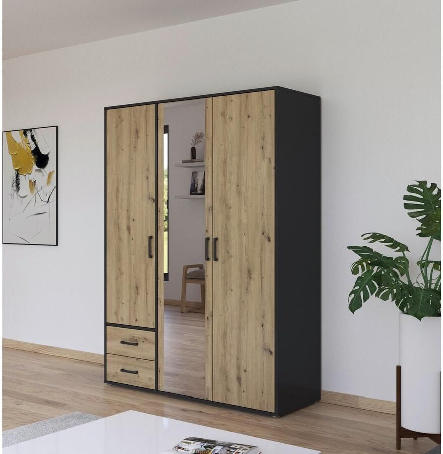 Rauch Draaideurkast Voyager met moderne grepen in grijs-metallic incl. laden en spiegel - Foto 7