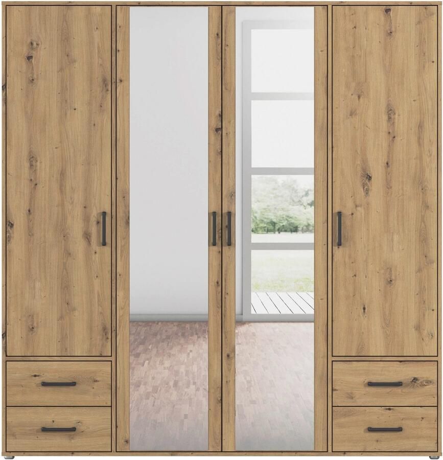 Rauch Draaideurkast Voyager met moderne grepen in grijs-metallic incl. laden en spiegel - Foto 8