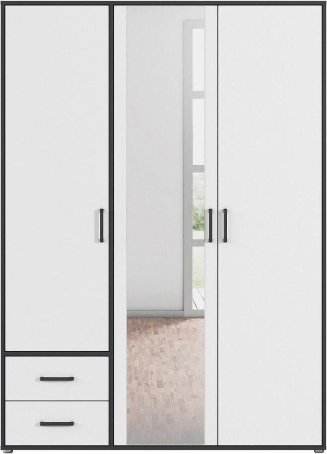 Rauch Draaideurkast Voyager met moderne grepen in grijs-metallic incl. laden en spiegel - Foto 15