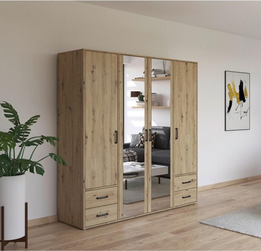 Rauch Draaideurkast Voyager met moderne grepen in grijs-metallic incl. laden en spiegel - Foto 7