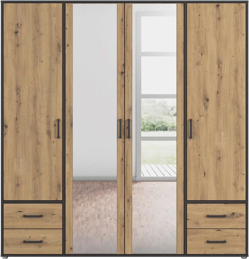 Rauch Draaideurkast Voyager met moderne grepen in grijs-metallic incl. laden en spiegel - Foto 7