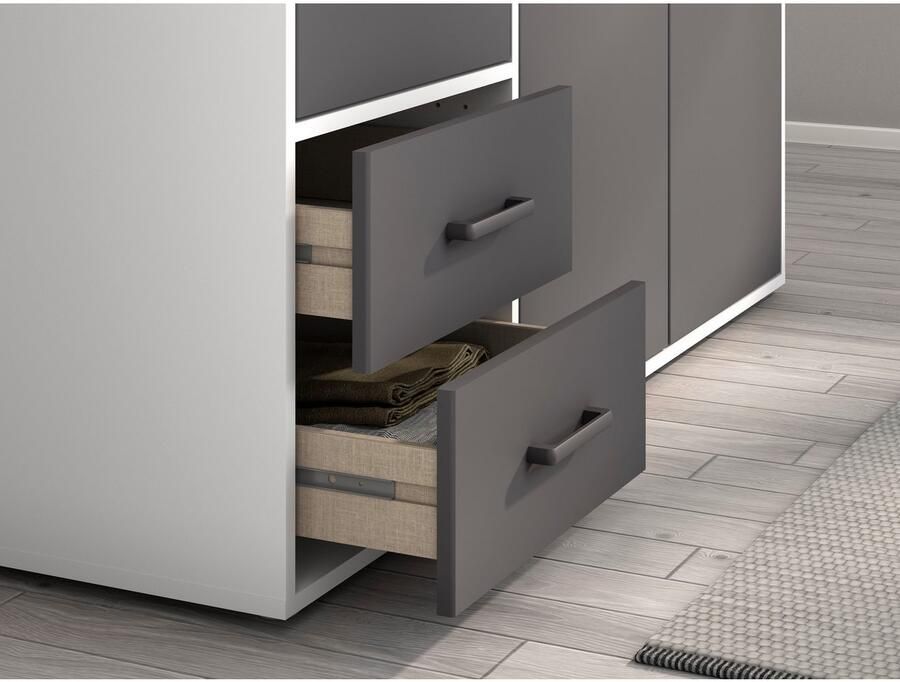 Rauch Draaideurkast Voyager met moderne grepen in grijs-metallic incl. laden en spiegel - Foto 13