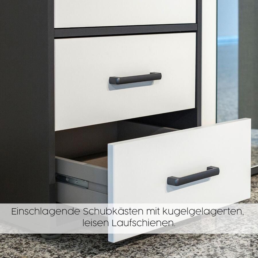 Rauch Draaideurkast Kledingkast kast garderobe linnenkast VOYAGER moderne grepen in grijs metallic met buitenlades made in germany - Foto 5