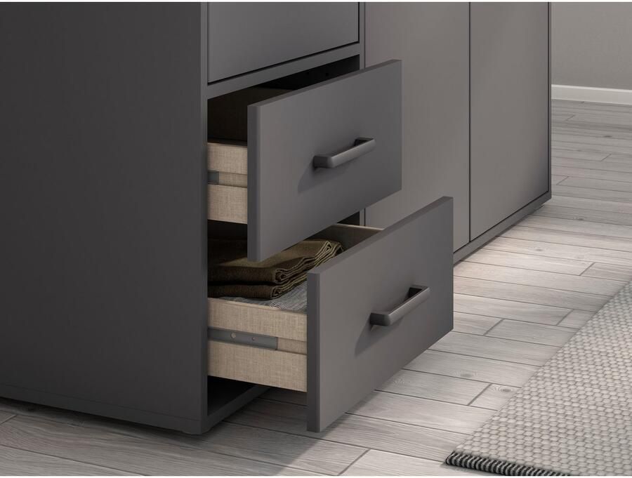 Rauch Draaideurkast Voyager met moderne grepen in grijs-metallic incl. laden en spiegel - Foto 14