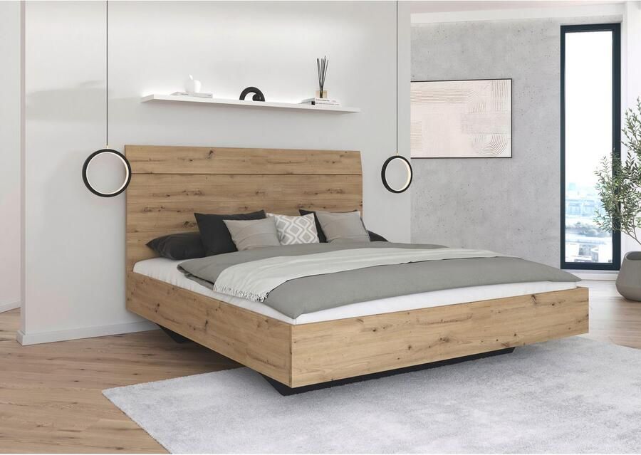 Rauch Futonbed Bed 2-persoonsbed houten bed AGORDO met hoge rugleuning en zwevende look made in germany - Foto 4