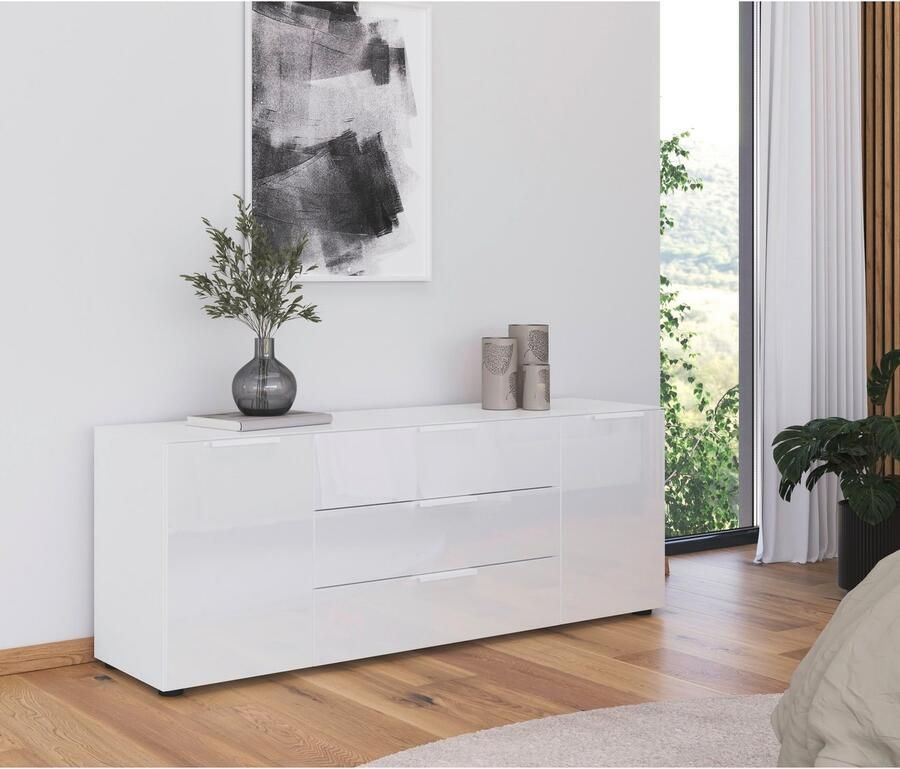 Rauch Kast met laden en deuren Commode deurkast sideboard combikast FLIPP met glasfront 2-deurs 3 lades soft-close functie bovenblad en glazen front - Foto 7