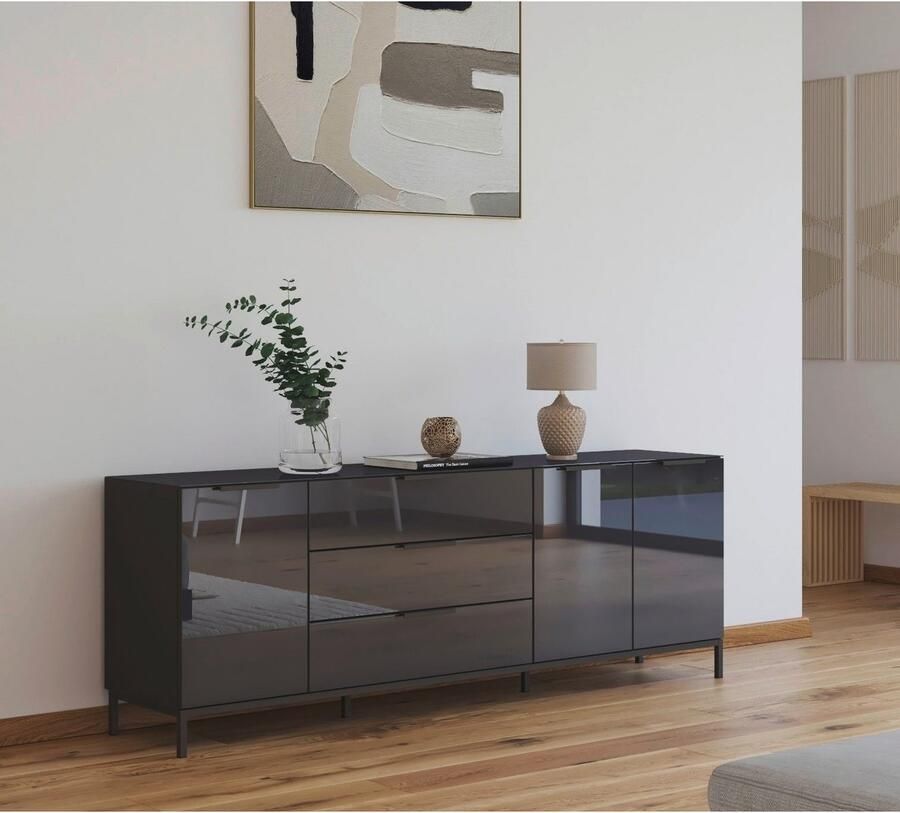Rauch Kast met laden en deuren Commode deurkast sideboard combikast FLIPP met glasfront 3-deurs 3 lades soft-close functie bovenblad en glazen front - Foto 7