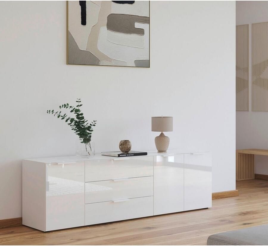 Rauch Kast met laden en deuren Commode deurkast sideboard combikast FLIPP met glasfront 3-deurs 3 lades soft-close functie bovenblad en glazen front - Foto 6