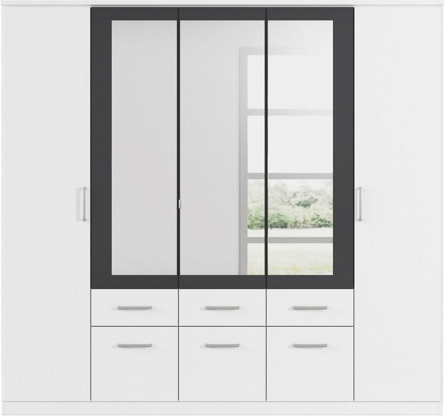 Rauch Kledingkast Draai-deurkast Garderobe BURANO met lades en spiegelomranding in kleuraccent made in germany - Foto 12