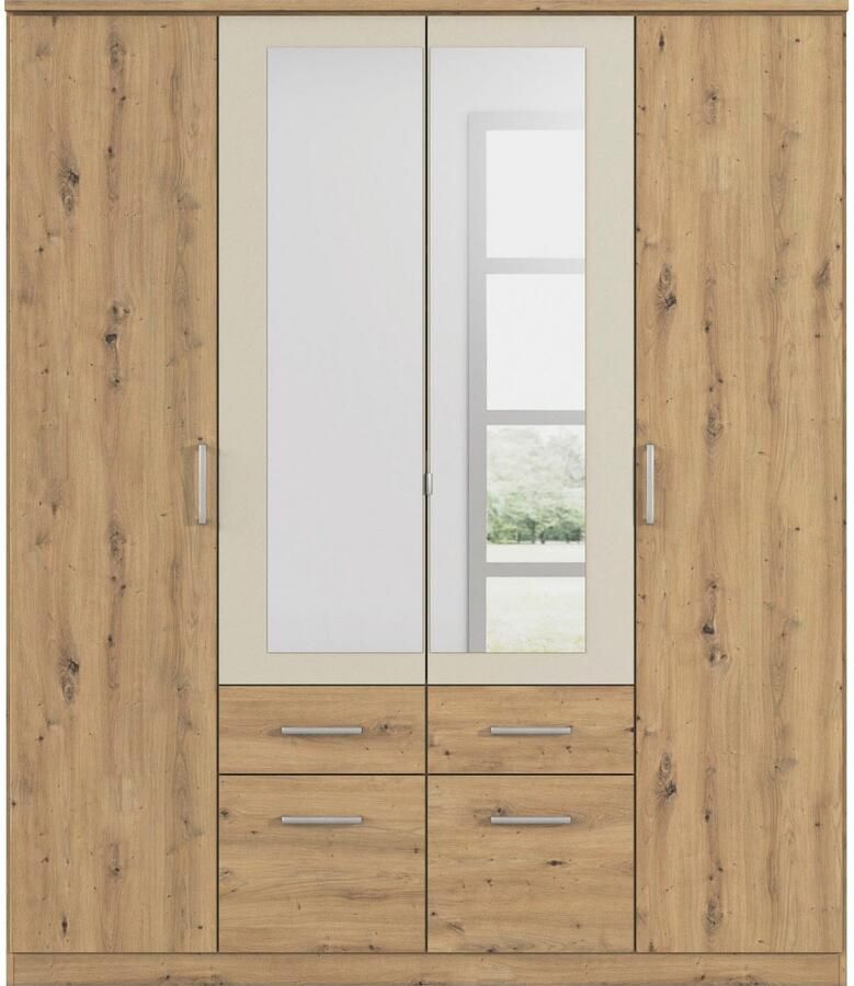 Rauch Kledingkast Draai-deurkast Garderobe BURANO met lades en spiegelomranding in kleuraccent made in germany - Foto 10