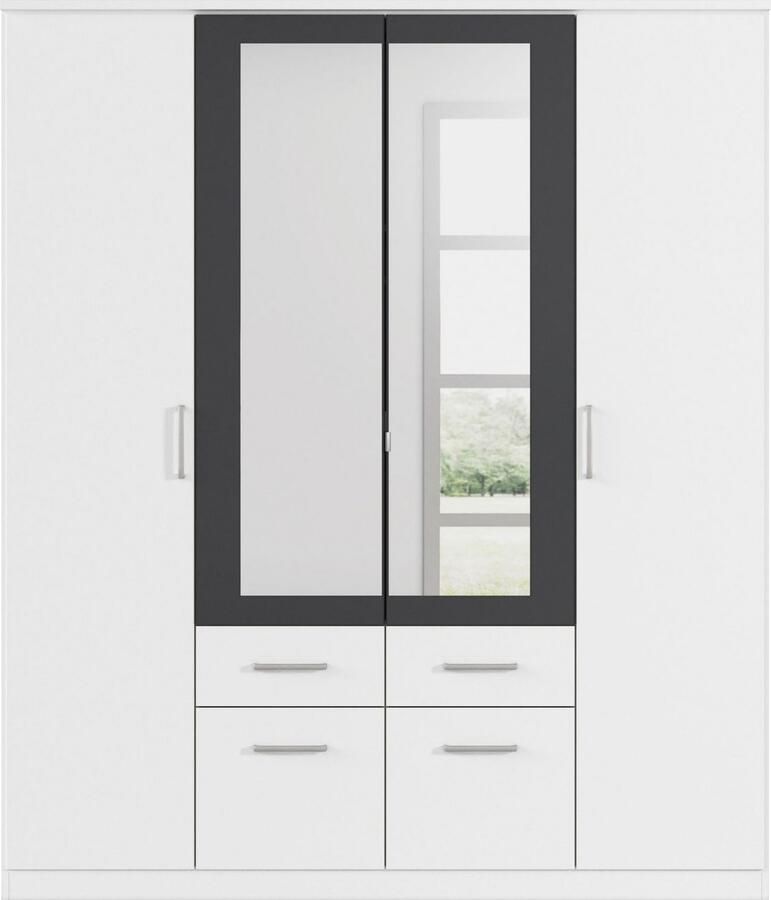 Rauch Kledingkast Draai-deurkast Garderobe BURANO met lades en spiegelomranding in kleuraccent made in germany - Foto 17