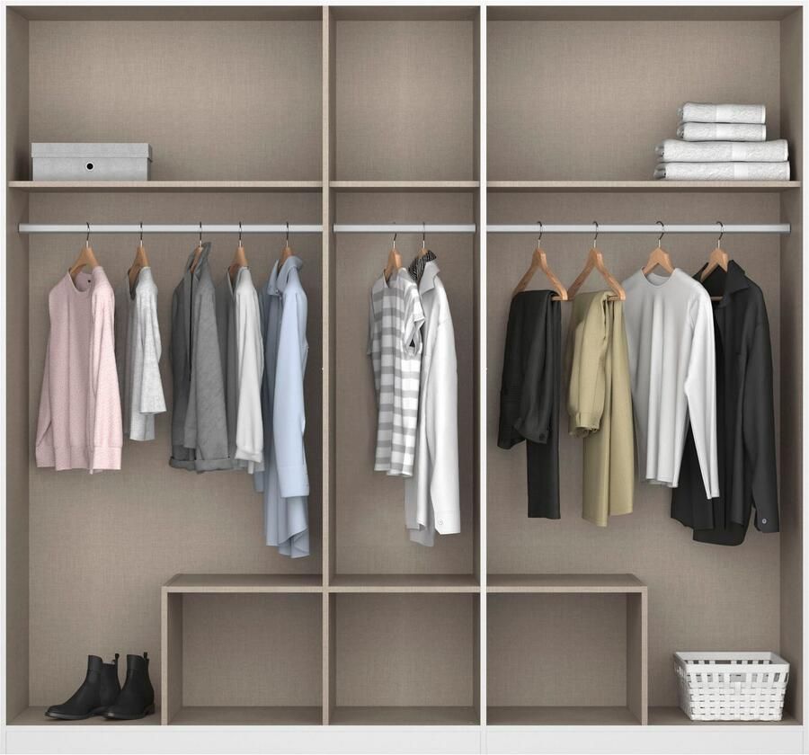 Rauch Kledingkast Draai-deurkast Garderobe BURANO met lades en spiegelomranding in kleuraccent made in germany - Foto 12