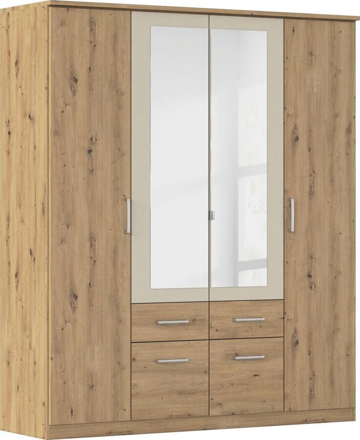 Rauch Kledingkast Draai-deurkast Garderobe BURANO met lades en spiegelomranding in kleuraccent made in germany - Foto 13