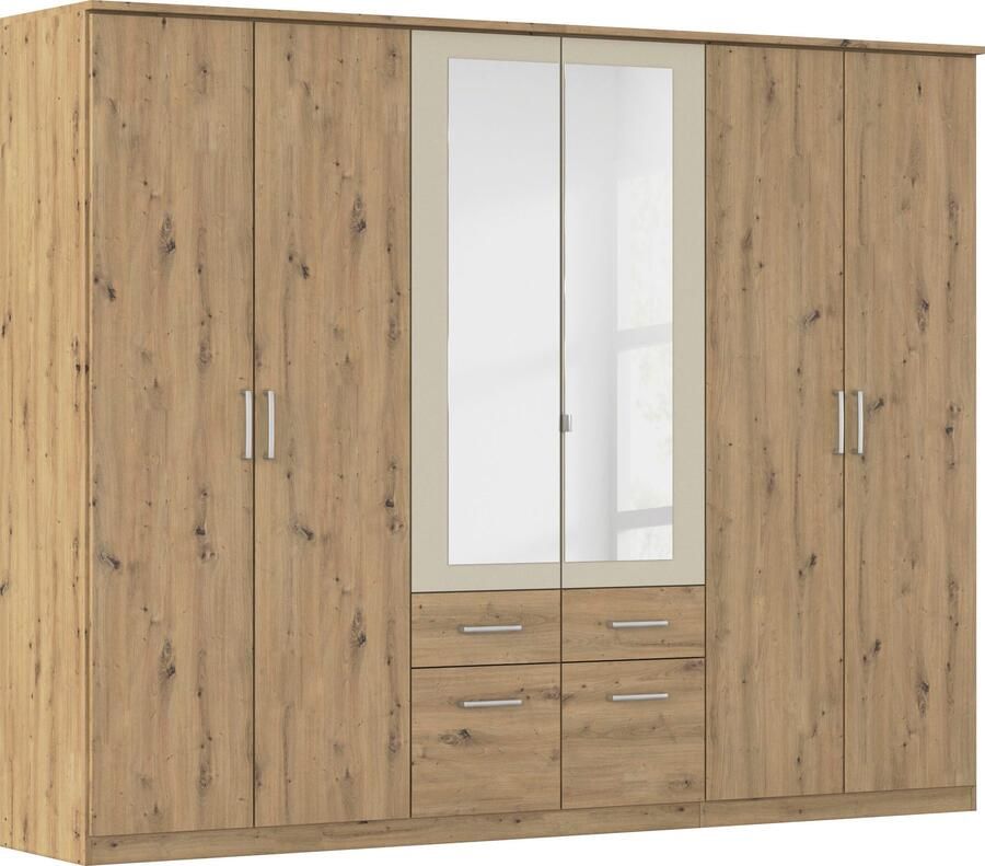 Rauch Kledingkast Draai-deurkast Garderobe BURANO met lades en spiegelomranding in kleuraccent made in germany - Foto 10