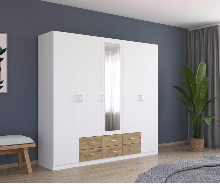 Rauch Kledingkast Kast Garderobe Wasmand GAMMA in 3 Breedtes veel opbergruimte met 6 lades met spiegel topseller made in germany - Foto 3