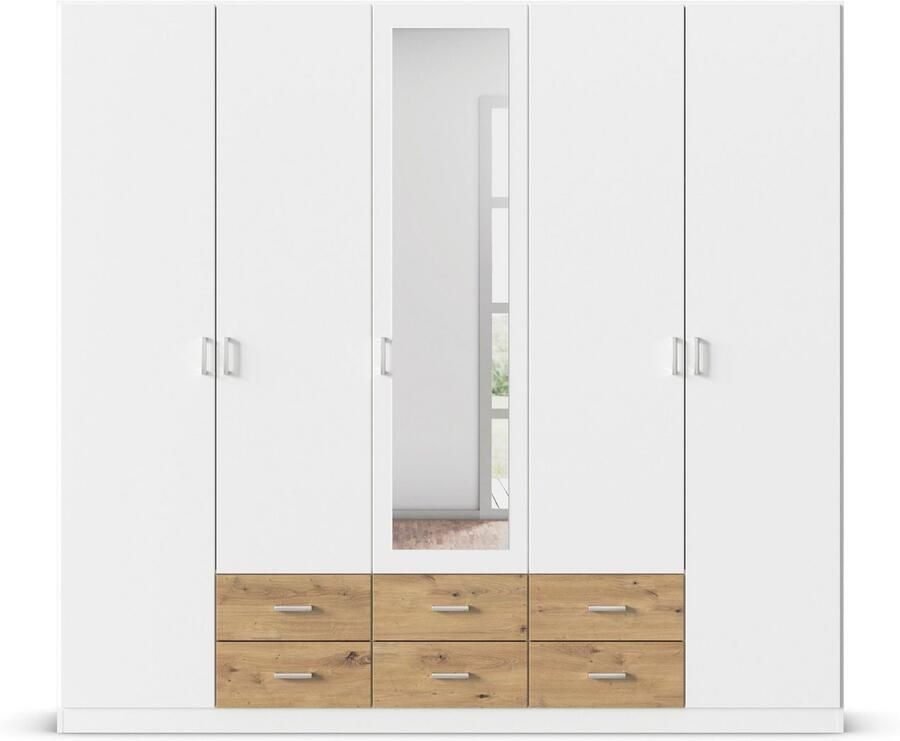 Rauch Kledingkast Kast Garderobe Wasmand GAMMA in 3 Breedtes veel opbergruimte met 6 lades met spiegel topseller made in germany - Foto 4