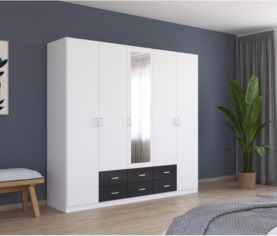 Rauch Kledingkast Kast Garderobe Wasmand GAMMA in 3 Breedtes veel opbergruimte met 6 lades met spiegel topseller made in germany - Foto 3
