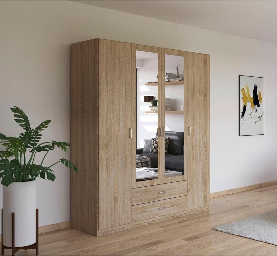 Rauch Kledingkast Kast Garderobe Wasmand GAMMA in 3 Breedtes veel opbergruimte met 6 lades met spiegel topseller made in germany - Foto 3