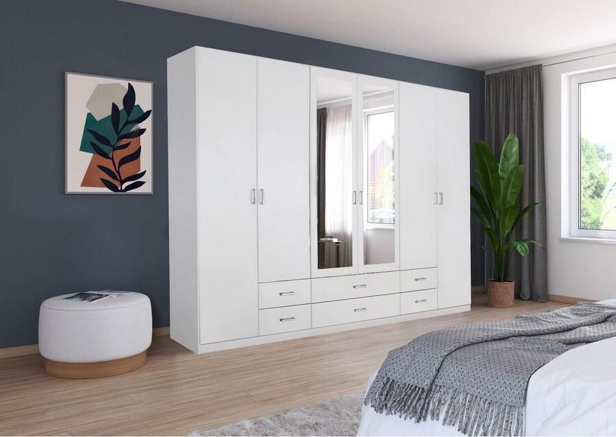 Rauch Kledingkast Kast Garderobe Wasmand GAMMA in 3 Breedtes veel opbergruimte met 6 lades met spiegel topseller made in germany - Foto 4