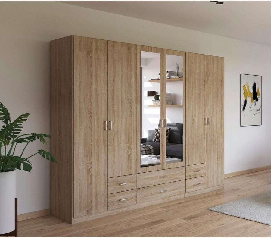 Rauch Kledingkast Kast Garderobe Wasmand GAMMA in 3 Breedtes veel opbergruimte met 6 lades met spiegel topseller made in germany - Foto 4