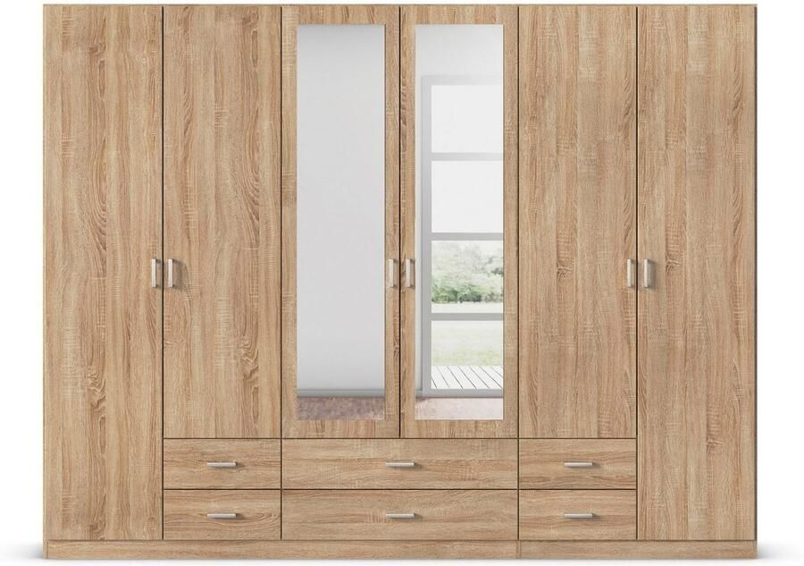 Rauch Kledingkast Kast Garderobe Wasmand GAMMA in 3 Breedtes veel opbergruimte met 6 lades met spiegel topseller made in germany - Foto 5