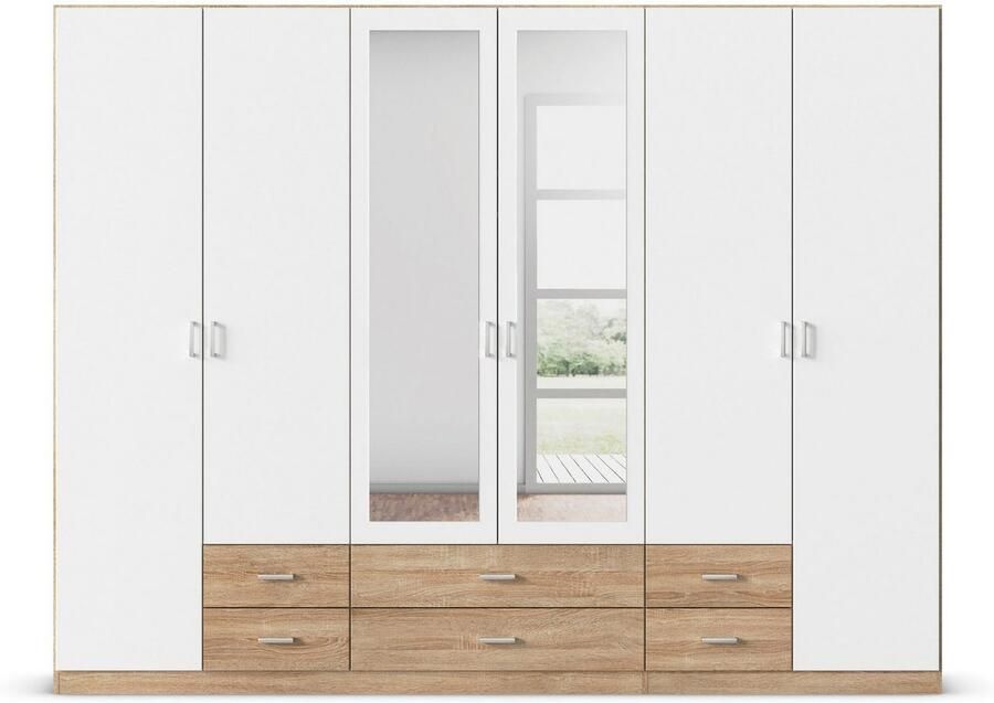 Rauch Kledingkast Kast Garderobe Wasmand GAMMA in 3 Breedtes veel opbergruimte met 6 lades met spiegel topseller made in germany - Foto 6