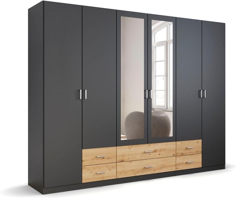 Rauch Kledingkast Kast Garderobe Wasmand GAMMA in 3 Breedtes veel opbergruimte met 6 lades met spiegel topseller made in germany