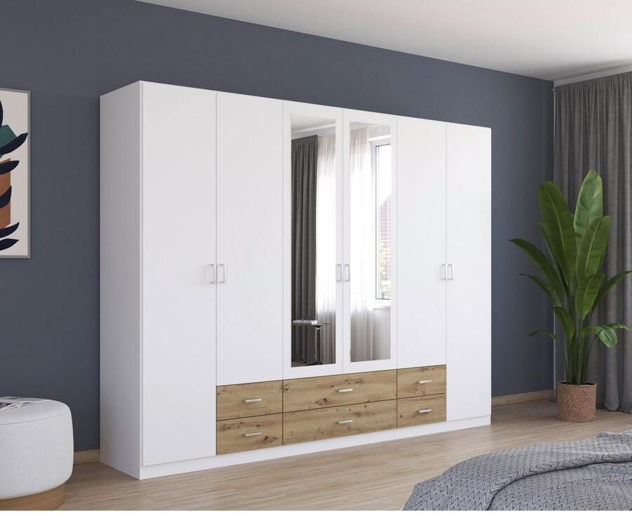 Rauch Kledingkast Kast Garderobe Wasmand GAMMA in 3 Breedtes veel opbergruimte met 6 lades met spiegel topseller made in germany - Foto 4