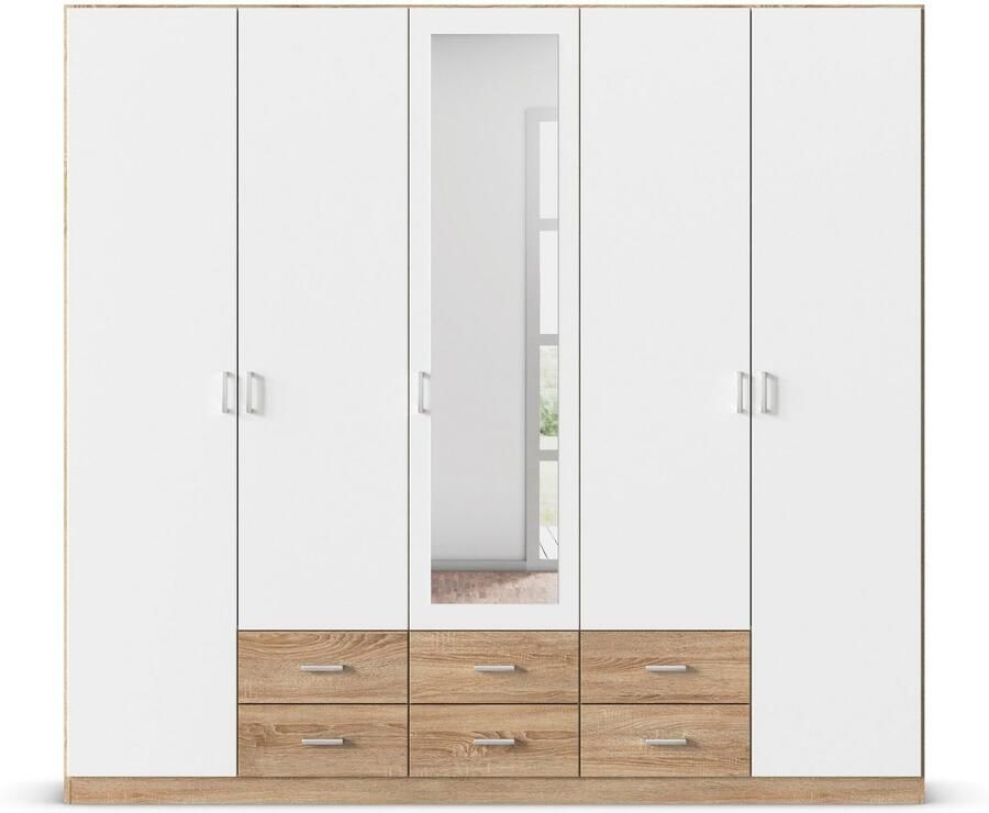 Rauch Kledingkast Kast Garderobe Wasmand GAMMA in 3 Breedtes veel opbergruimte met 6 lades met spiegel topseller made in germany - Foto 4