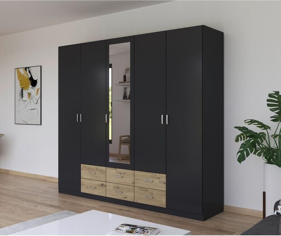 Rauch Kledingkast Kast Garderobe Wasmand GAMMA in 3 Breedtes veel opbergruimte met 6 lades met spiegel topseller made in germany - Foto 3
