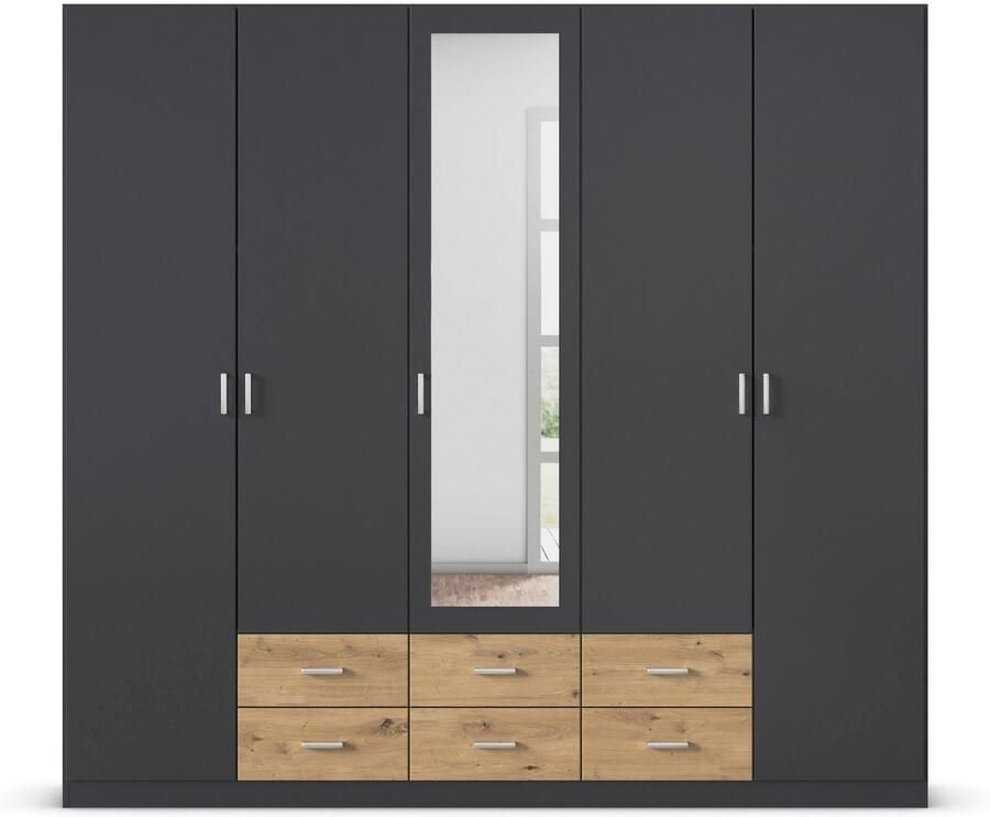 Rauch Kledingkast Kast Garderobe Wasmand GAMMA in 3 Breedtes veel opbergruimte met 6 lades met spiegel topseller made in germany - Foto 4