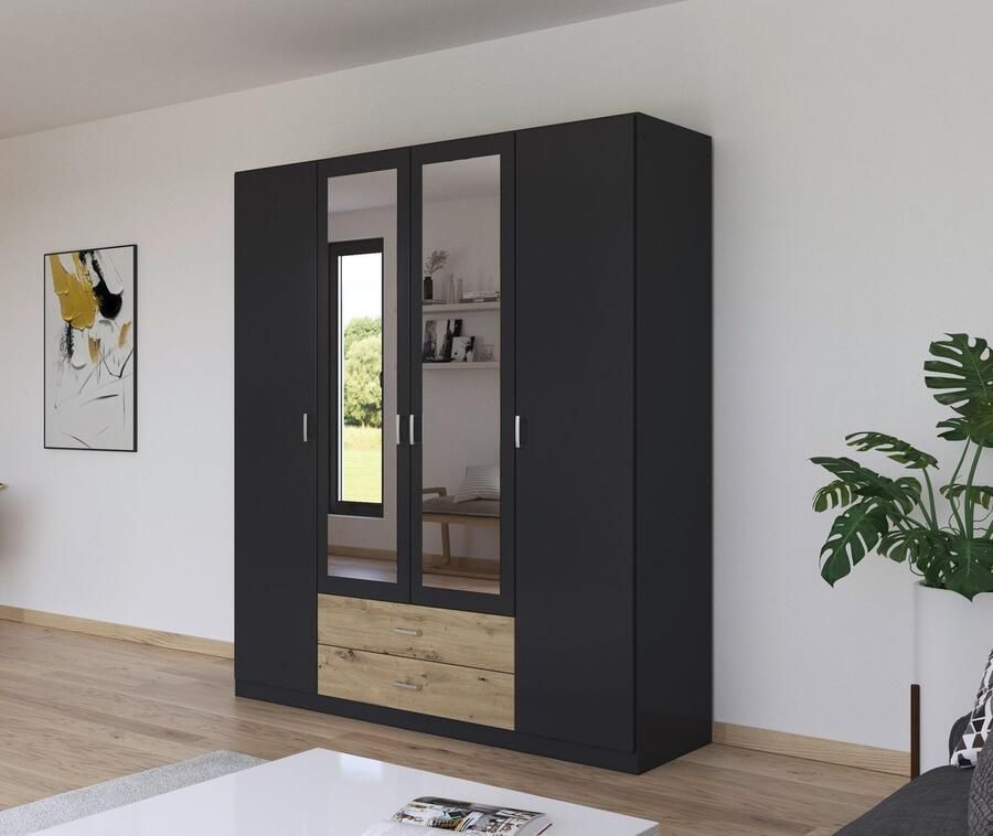 Rauch Kledingkast Kast Garderobe Wasmand GAMMA in 3 Breedtes veel opbergruimte met 6 lades met spiegel topseller made in germany - Foto 5