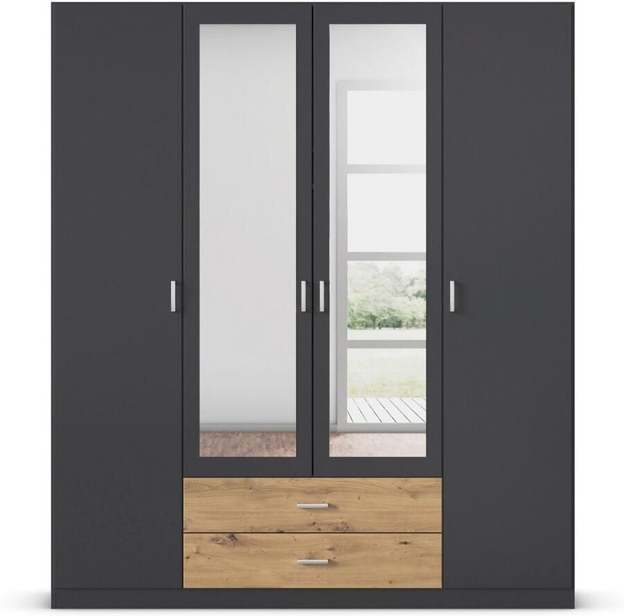 Rauch Kledingkast Kast Garderobe Wasmand GAMMA in 3 Breedtes veel opbergruimte met 6 lades met spiegel topseller made in germany - Foto 2
