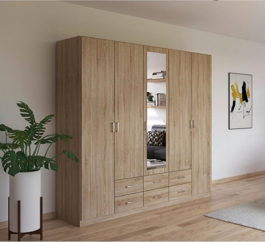 Rauch Kledingkast Kast Garderobe Wasmand GAMMA in 3 Breedtes veel opbergruimte met 6 lades met spiegel topseller made in germany - Foto 3