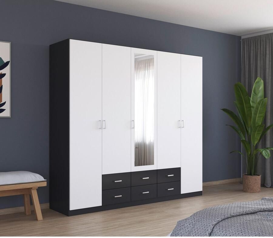 Rauch Kledingkast Kast Garderobe Wasmand GAMMA in 3 Breedtes veel opbergruimte met 6 lades met spiegel topseller made in germany - Foto 3
