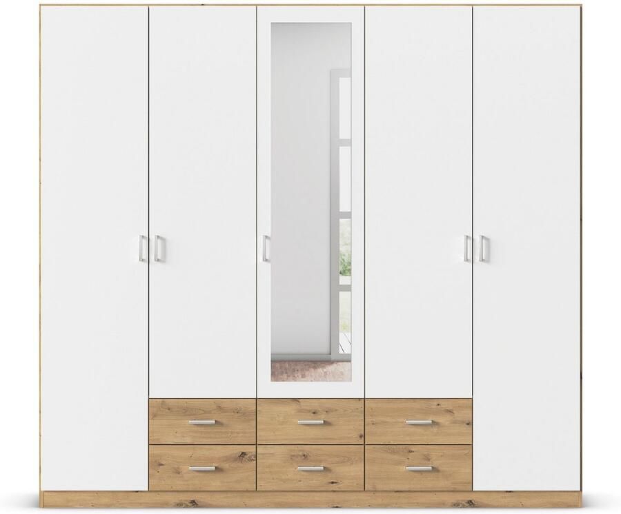 Rauch Kledingkast Kast Garderobe Wasmand GAMMA in 3 Breedtes veel opbergruimte met 6 lades met spiegel topseller made in germany - Foto 3