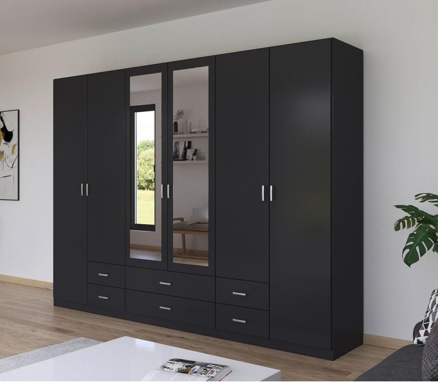 Rauch Kledingkast Kast Garderobe Wasmand GAMMA in 3 Breedtes veel opbergruimte met 6 lades met spiegel topseller made in germany - Foto 3