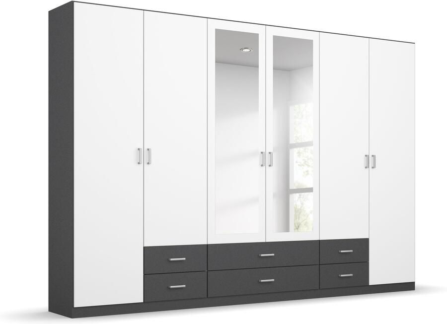 Rauch Kledingkast Kast Garderobe Wasmand GAMMA in 3 Breedtes veel opbergruimte met 6 lades met spiegel topseller made in germany